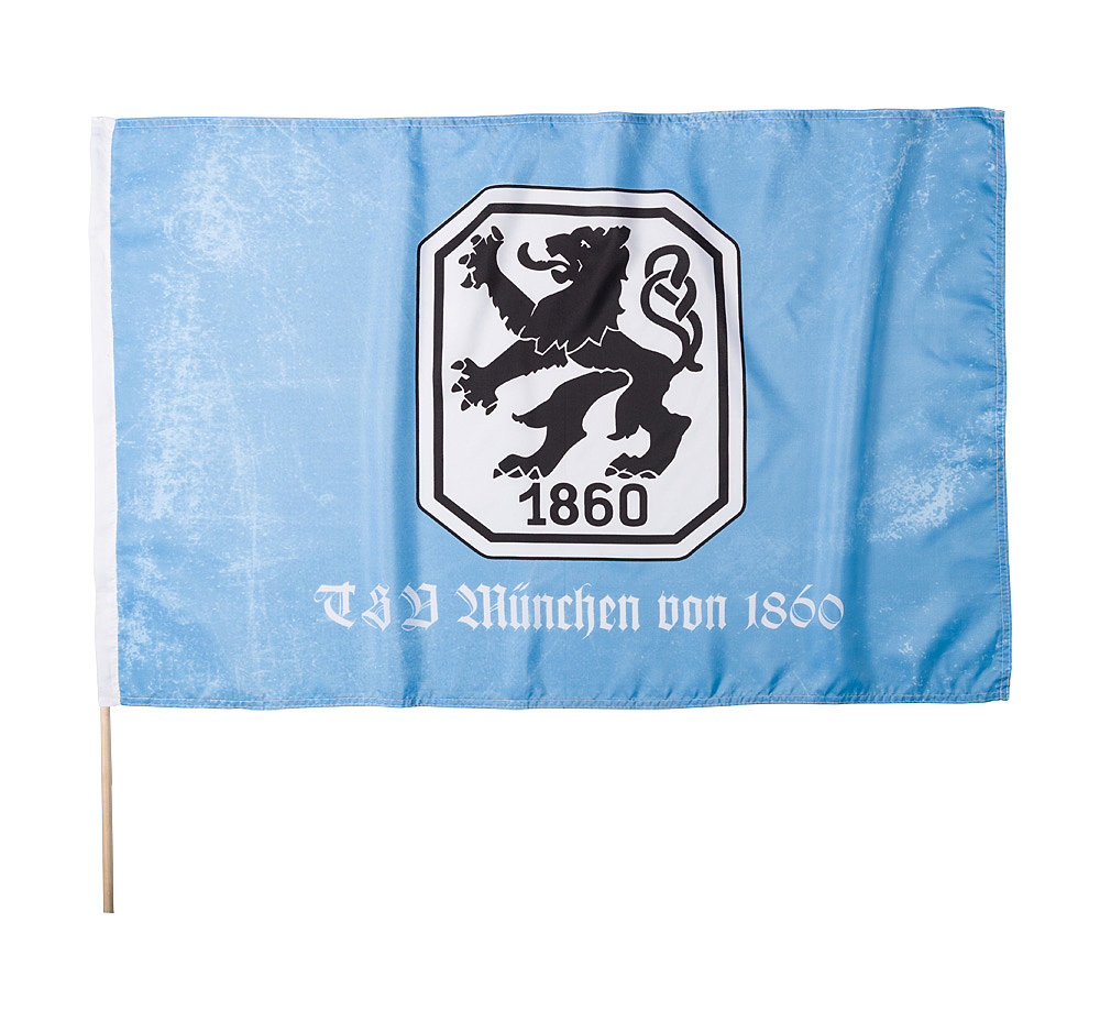 Fahne Retro Logo hellblau/wei 100x150