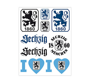 1 Blatt Aufkleber vom TSV 1860 München Blattmaß 14,5cm x 11cm  Toppzustand! 